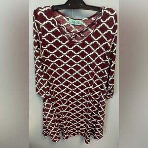 Filly Flair Maroon and White Wave Pattern Top/Dress